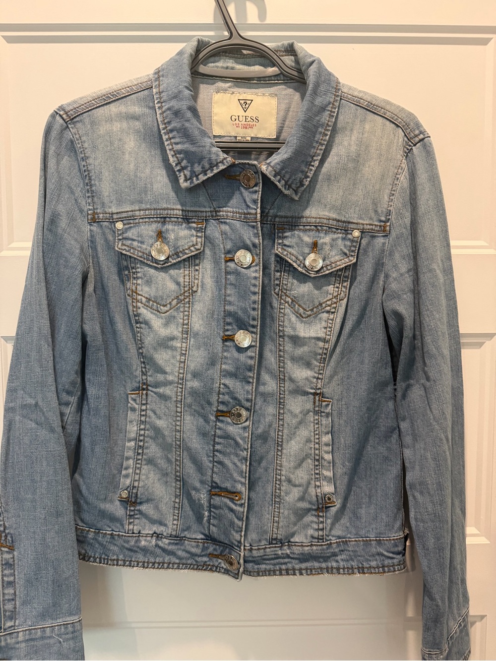 GUESS Light Wash Blue Denim Trucker Jacket